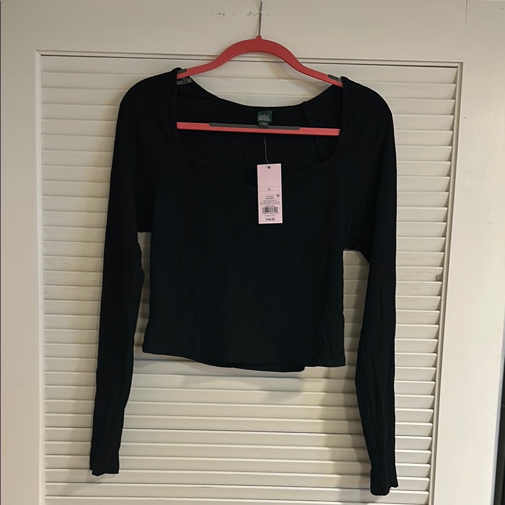 Wild Fable Black Crop Fitted Blouse